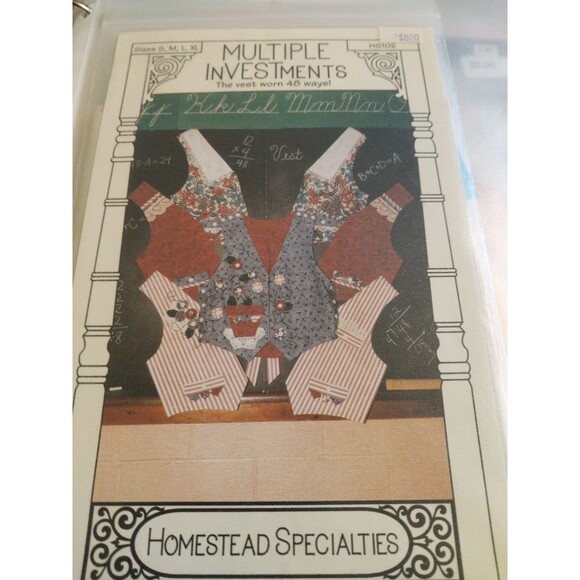 1996 UNCUT HomesteadSpecialties Sewing Pattern HS102 "Multiple InVESTments" S-XL - Picture 1 of 2